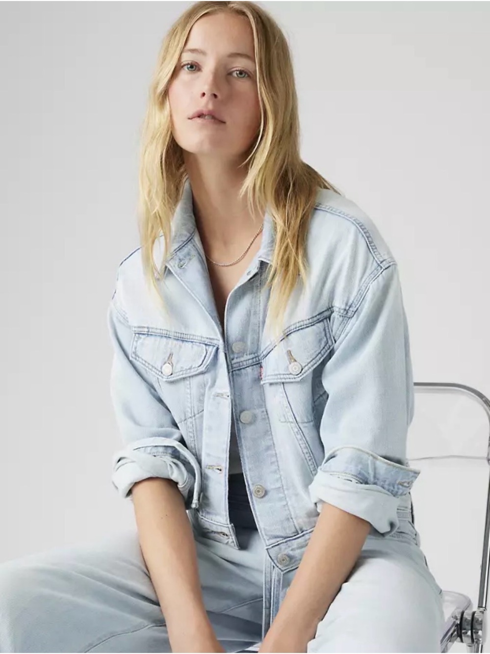 NEW Levi's 90’s SHRUNKEN LINEN+DENIM LIGHTWEIGHT TRUCKER JEAN JACKET SZ XL